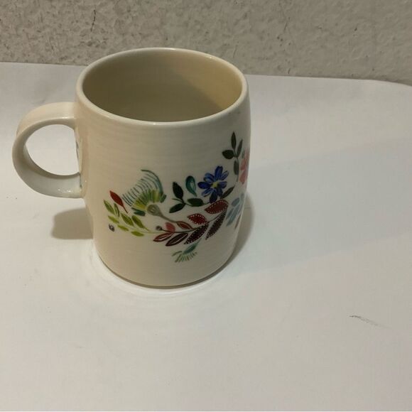 Anthropologie Starla E Halfmann Monogram Letter W Coffee Mug Cup Floral Colorful - Picture 4 of 8